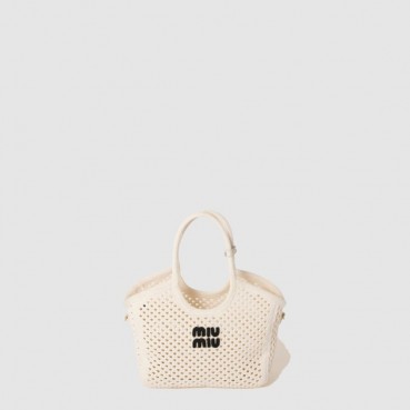 미우미우 여성 코튼 메쉬 아이비 토트 백 - Miumiu Womens Cotton Mesh Ivy Tote Bag 