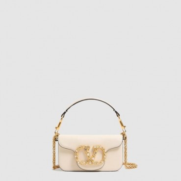 발렌티노 여성 가라바니 로코 주얼 로고 스몰 숄더 백 - Valentino Womens Garavani Rocco Jewel Logo Small Shoulder Bag 
