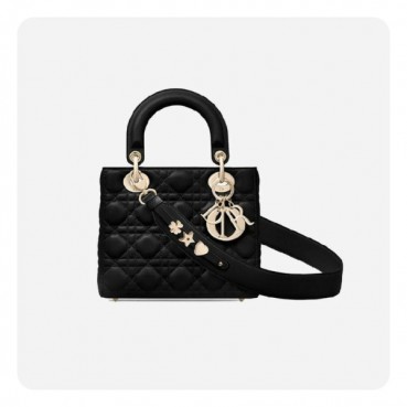 디올 여성 블랙 까나쥬 레이디백 스몰 - Dior Cannage Lady Small Bag
