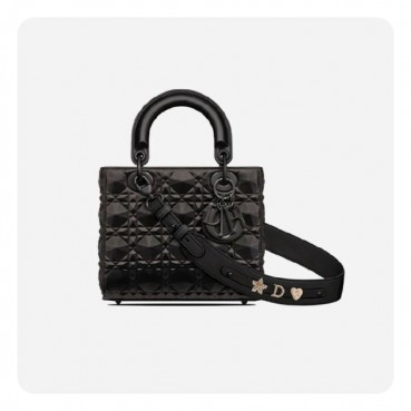 디올 여성 블랙 다이아몬드 까나쥬 레이디백 스몰- Dior Diamond Cannage Lady Small Bag