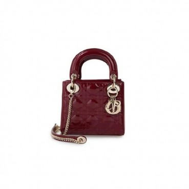 디올 여성 체리 레드 페이턴트 까나쥬 레이디백 미니 - Dior Cherry Patents Cannage Dama Mini Bag