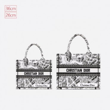 디올 여성 레이디 플랜 드 파리스 자수 토트백 - Dior Lady Planned Paris Embroidery Tote Bag