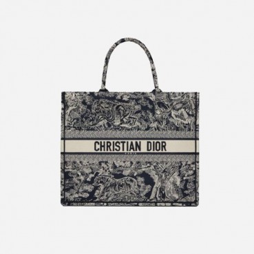 디올 여성 블루 투알 드 주이 리버스 자수 북 토트백 미디엄 - Dior  Roald Rivers Embroidery Medium Tote Bag