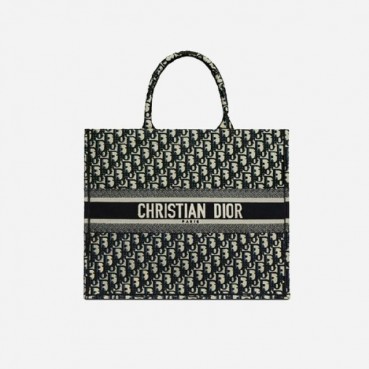 디올 여성 오블리크 자수 북 토트백 라지 - Dior Oblique Embroidery large Tote Bag