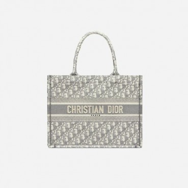 디올 여성 오블리크 자수 북 토트백 미디엄 - Dior  Oblique Embroidery Medium Tote Bag