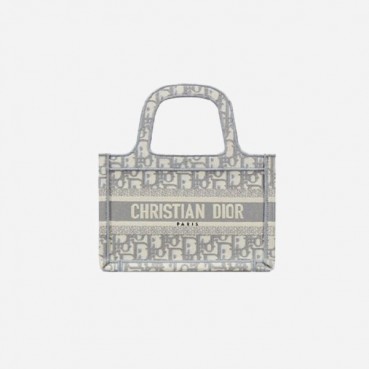 디올 여성 그레이 오블리크 북 토트백 미니 - Dior Oblique Mini Tote Bag