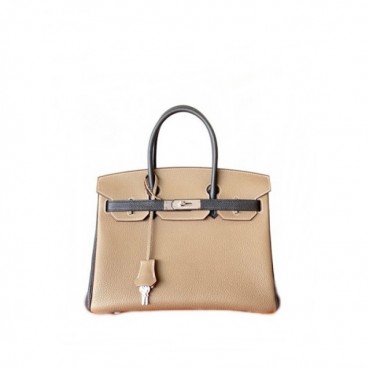 매장판 에르메스 여성 에토프/블랙 버킨백 - Hermes Womens Etoupe/Black Birkin 30 