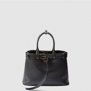 프라다 여성 더블 벨트 토트백 1BA416 - Prada Womens Black Tote Bag 