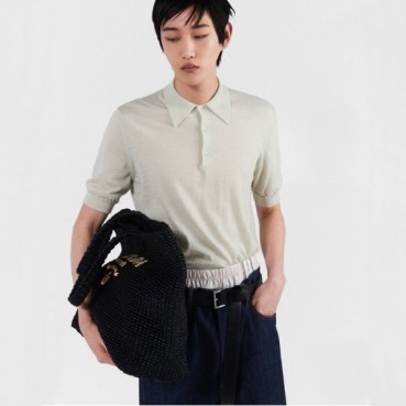 프라다 여성 라피아 크로셰 토트백 1BG392 - Prada Womens Black Tote Bag 