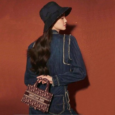 디올 여성 버건디 미니 북토트 - Dior Womens Mini Book Tote 