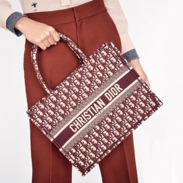 디올 여성 버건디 북토트 - Dior Womens Burgundy Book Tote 
