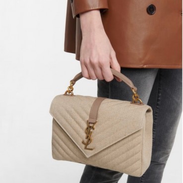입생로랑 여성 베이지 퀄티드 백 - Saint Laurent Womens Beige College 