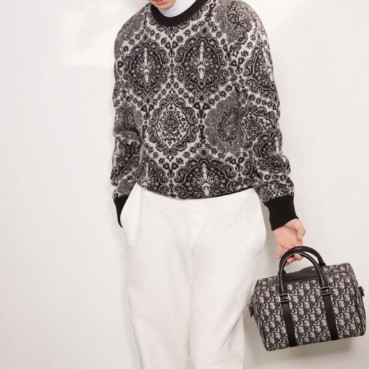 디올 남성 블랙 오블리크 토트백 - Dior Men Black Oblique Tote Bag 