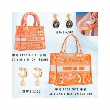 디올 남/녀 오렌지 북토트 - Unisex Orange Book Tote 