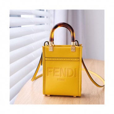 [트랜디한]Fendi 2021 Women's Leather Mini Tote Bag/Shoulder Bag,18cm,FENB0680 - 펜디 2021 여성용 레더 미니 토트백/숄더백,18cm,옐로우