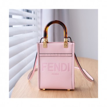 [트랜디한]Fendi 2021 Women's Leather Mini Tote Bag/Shoulder Bag,18cm,FENB0679 - 펜디 2021 여성용 레더 미니 토트백/숄더백,18cm,핑크