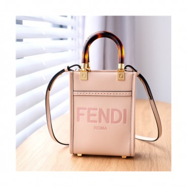 [트랜디한]Fendi 2021 Women's Leather Mini Tote Bag/Shoulder Bag,18cm,FENB0678 - 펜디 2021 여성용 레더 미니 토트백/숄더백,18cm,핑크