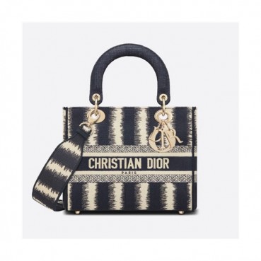 [럭셔리한]Dior 2021 Canvas Embroidery Medium Lady D-Lite Tote Bag/Cross Bag,24cm,DIOB0654 