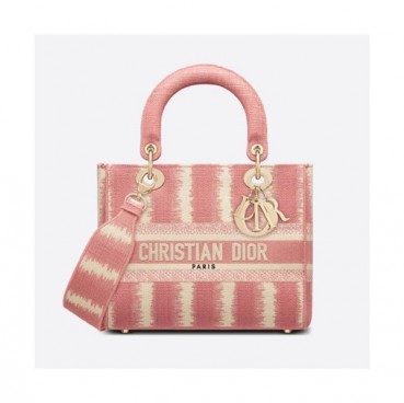 [럭셔리한]Dior 2021 Canvas Embroidery Medium Lady D-Lite Tote Bag/Cross Bag,24cm,DIOB0653 