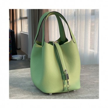 [에르메스]Hermes 2021 Women's Leather Bucket Tote Bag,18cm - 에르메스 2021 여성용 레더 버킷 토트백,18cm,HERB0849,그린