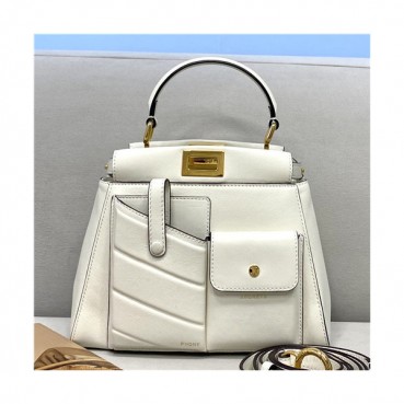 [펜디]Fendi 2021 Peekaboo Tote Shoulder Bag,23cm - 펜디 2021 피카부 토트 숄더백,23cm,FENB0651,화이트