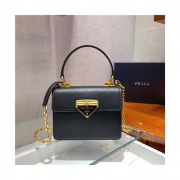 [프라다] Prada 2020 Women's Leather Tote Shoulder Bag,20cm - 프라다 2020 여서용 레더 토트 숄더백,20cm,PRAB0226,블랙