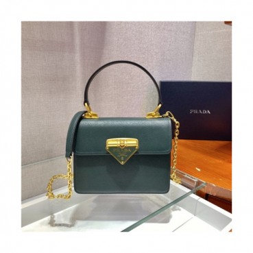 [프라다] Prada 2020 Women's Leather Tote Shoulder Bag,20cm - 프라다 2020 여서용 레더 토트 숄더백,20cm,PRAB0224,그린