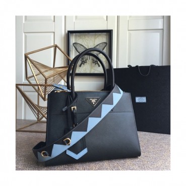 [프라다] Prada 2020 Women's Leather Tote Shoulder Bag,30cm - 프라다 2020 여서용 레더 토트 숄더백,30cm,PRAB0210,블랙