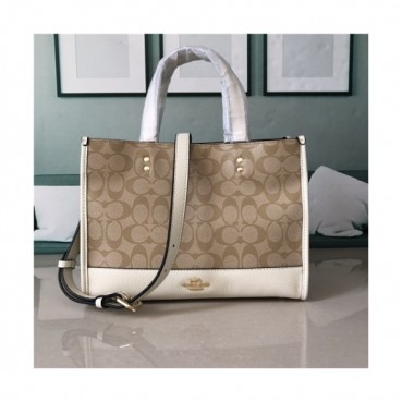 [코치] Coach 2020 Women's Leather Tote Shoulder Shopper Bag,30cm - 코치 2020 여성용 레더 토트 숄더 쇼퍼백,30cm,COAB0263,화이트