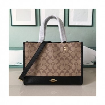 [코치] Coach 2020 Women's Leather Tote Shoulder Shopper Bag,30cm - 코치 2020 여성용 레더 토트 숄더 쇼퍼백,30cm,COAB0262,블랙