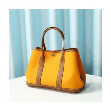 Hermes 2020 Garden Canvas Leather Tote Bag ,30cm - 에르메스 2020 가든파티 캔버스 여성용 토트백 HERB0841,30cm,옐로우