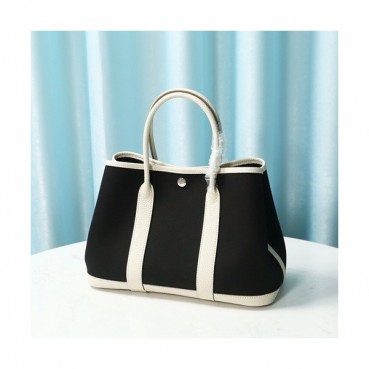 Hermes 2020 Garden Canvas Leather Tote Bag ,30cm - 에르메스 2020 가든파티 캔버스 여성용 토트백 HERB0840,30cm,블랙