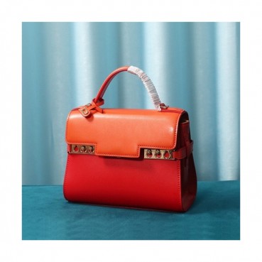 Delvaux 2020 Tempete Leather Tote Shoulder Bag,20CM - 델보 2020 톰페트 레더 토트 숄더백,DVB0355.20CM,레드오렌지