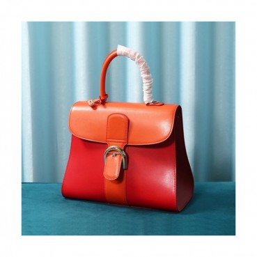 Delvaux 2020 Brillant Leather Tote Shoulder Bag,28CM - 델보 2020 브리앙 레더 토트 숄더백,DVB0354.28CM,레드오렌지