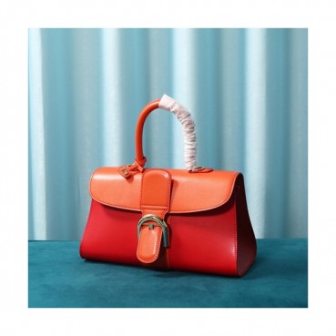 Delvaux 2020 Brillant Leather Tote Shoulder Bag,28CM - 델보 2020 브리앙 레더 토트 숄더백,DVB0353.28CM,레드오렌지