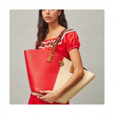 Tory Burch 2020 Leather Tote Shopper Bag,57cm - 토리버치 2020 레더 토트 쇼퍼백 TBB0266,57cm,레드
