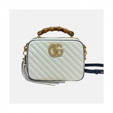 Gucci 2020 Marmont Bamboo Tote Shoulder Bag,22CM - 구찌 2020 마몬트 뱀부 토트 숄더백 602270,GUB1164 ,22cm,화이트