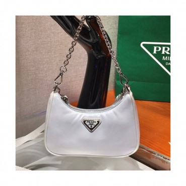 Prada 2020 Nylon Mini Hobo Tote Shoulder Bag,15CM - 프라다 2020 나일론 미니 호보 토트 숄더백,PRAB0120,15cm,화이트