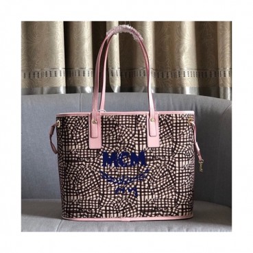 MCM 2020 Tote Shoulder Shopper Bag,36cm - 엠씨엠 2020 여성용 토트 숄더 쇼퍼백 MCMB0464, 36cm,핑크