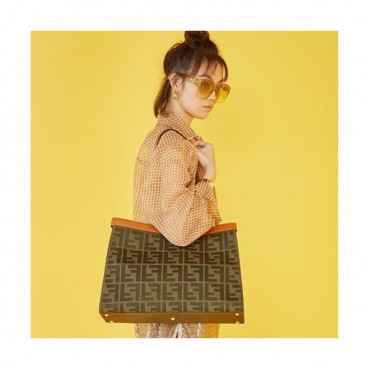 Fendi 2020 Women Tote Shopper Bag ,41CM - 펜디 2020 여성용 레더 토트 쇼퍼백  FENB0541,41CM,카키