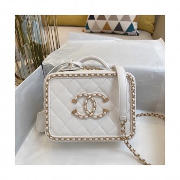 Chanel 2020 Leather Chain Tote Shoulder Cross Bag,18CM - 샤넬 2020 레더 체인 토트 숄더 크로스백,CHAB1496,18CM,화이트