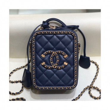 Chanel 2020 Leather Chain Tote Shoulder Cross Bag,17CM - 샤넬 2020 레더 체인 토트 숄더 크로스백,CHAB1493,17CM,네이비