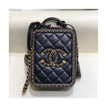 Chanel 2020 Leather Chain Tote Shoulder Cross Bag,17CM - 샤넬 2020 레더 체인 토트 숄더 크로스백,CHAB1492,17CM,블랙