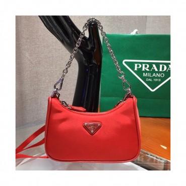Prada 2020 Nylon Mini Hobo Tote Shoulder Bag,15CM - 프라다 2020 나일론 미니 호보 토트 숄더백,PRAB0117,15cm,레드