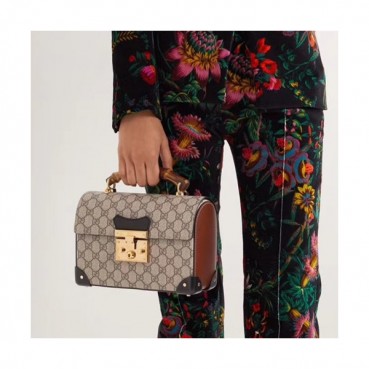 Gucci 2020 GG Supreme Padlock Tote Shoulder Bag,24CM - 구찌 2020 GG 수프림 패드락 토트 숄더백 ,603221,GUB1127,24CM,브라운