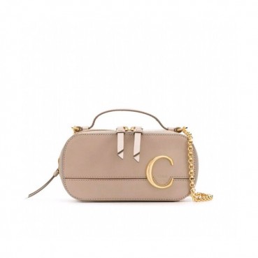 Chole 2020 C Vanity Leather Chain Tote Shoulder Bag, 19cm -  끌로에 2020 C 베니티 레더 체인 토트 숄더백,CLB0196,19cm,그레이