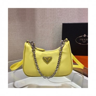 Prada 2020 Nylon Mini Hobo Tote Shoulder Bag,15CM - 프라다 2020 나일론 미니 호보 토트 숄더백,PRAB0111,15cm,옐로우