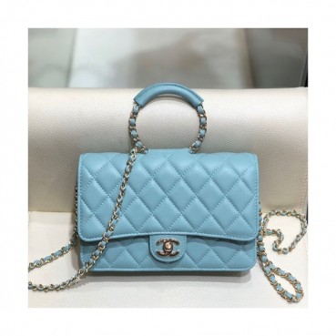 Chanel 2020 WOC Chain Tote Shoulder Cross Bag,19.2CM - 샤넬 2020 WOC 체인 토트 숄더 크로스백,CHAB1466,19.2CM,스카이블루