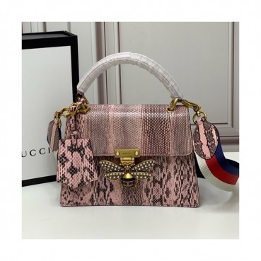Gucci 2020 GG Queen Margaret Leather Tote Shoulder Bag,25.5CM - 구찌 2020 GG 퀸 마가렛 가죽 꿀벌 토트 숄더백 476541,GUB1086,25.5cm,핑크