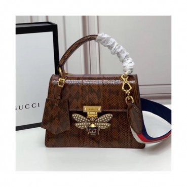 Gucci 2020 GG Queen Margaret Leather Tote Shoulder Bag,25.5CM - 구찌 2020 GG 퀸 마가렛 가죽 꿀벌 토트 숄더백 476541,GUB1083,25.5cm,브라운